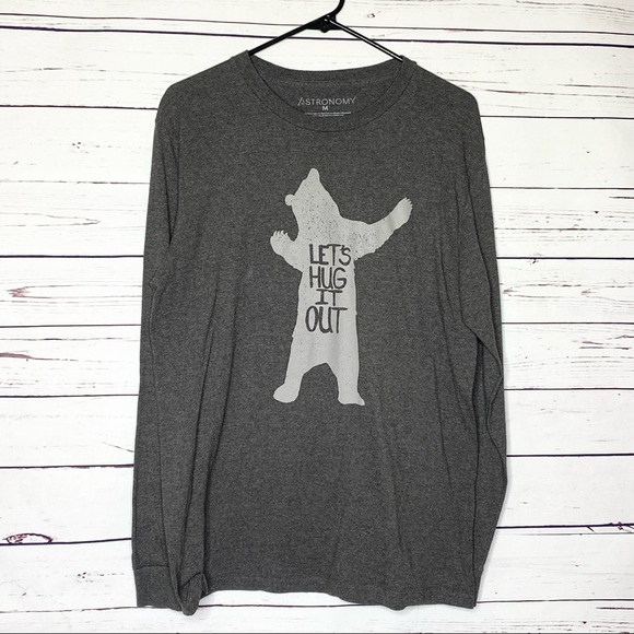 Astronomy "Let's Hug It Out" Men’s Long Sleeve T-Shirt Size Medium - Picture 1 of 6